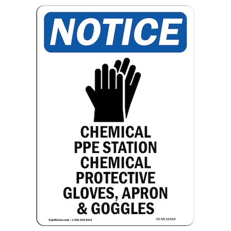OSHA Notice Sign, Chemical PPE Station With Symbol, 14in X 10in Decal